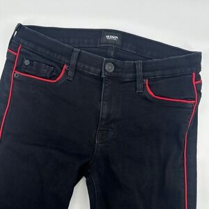Hudson Dakota Super Skinny Black‎ Jeans 29 Red Trim Accents Womens